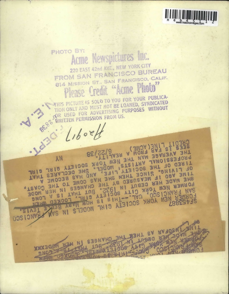 1938 Press Photo Mary Belle Tevis, NYC society girl at debut