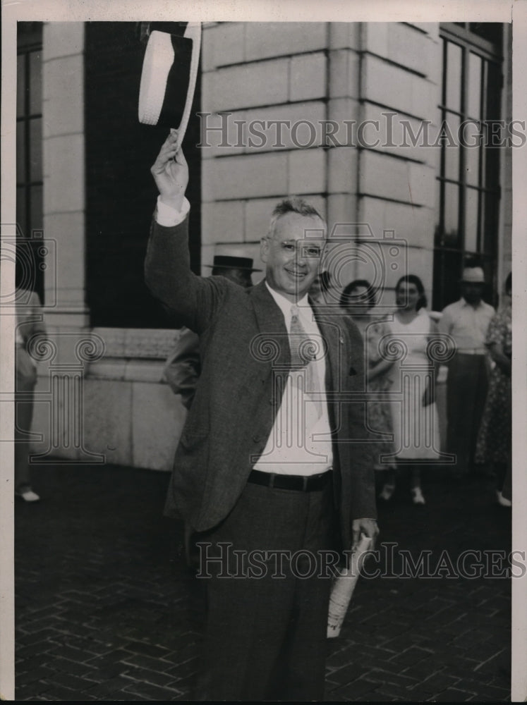 1936 Press Photo Kansas Governor, Alfred Landon in Topeka for campaign- Historic Images