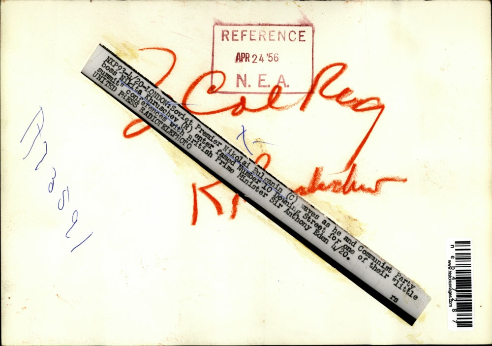 1956 Press Photo Premier Nikolai Bulganin and Nikita Khruschev in London