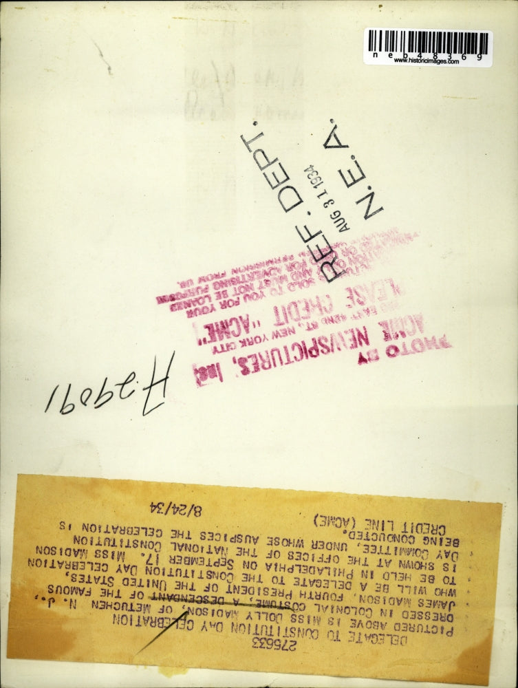 1934 Press Photo Dolly Madison, Delegate to Constitution Day Celebration