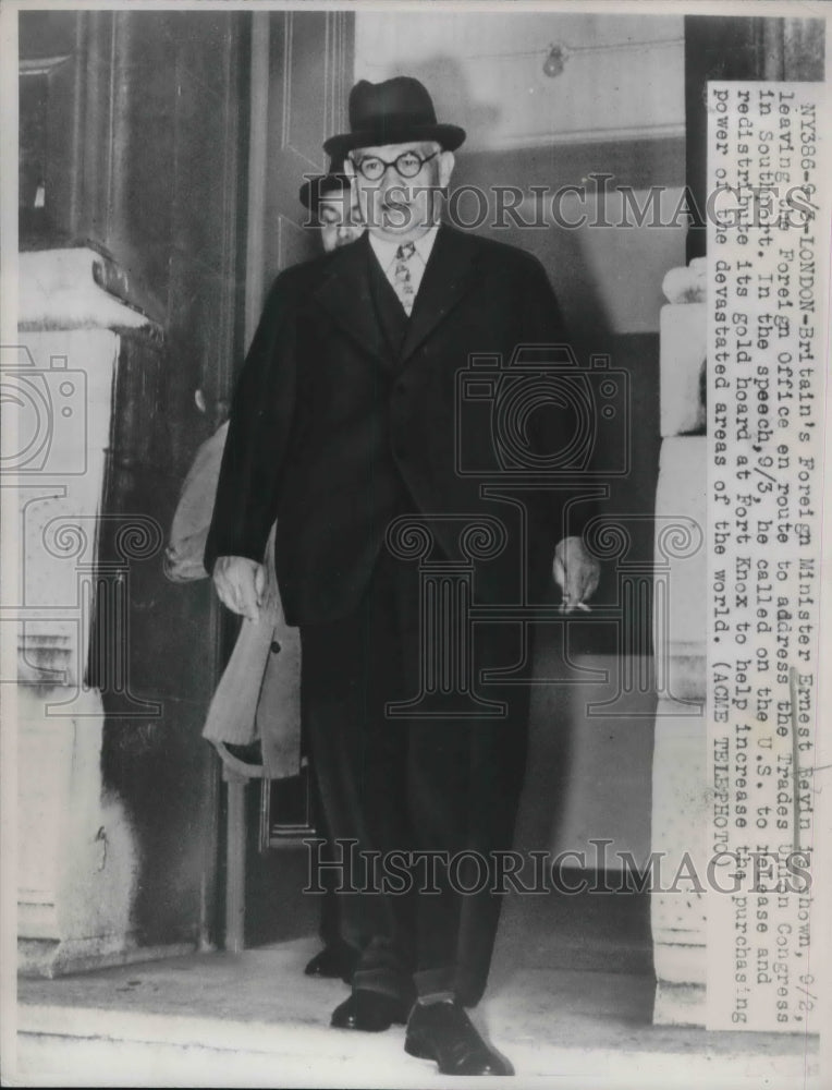 1947 Press Photo London, British Foreign Minister Ernest Bevin- Historic Images