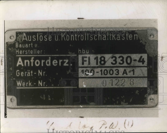 1943 Press Photo Name Plate Sent from Africa - neb51984