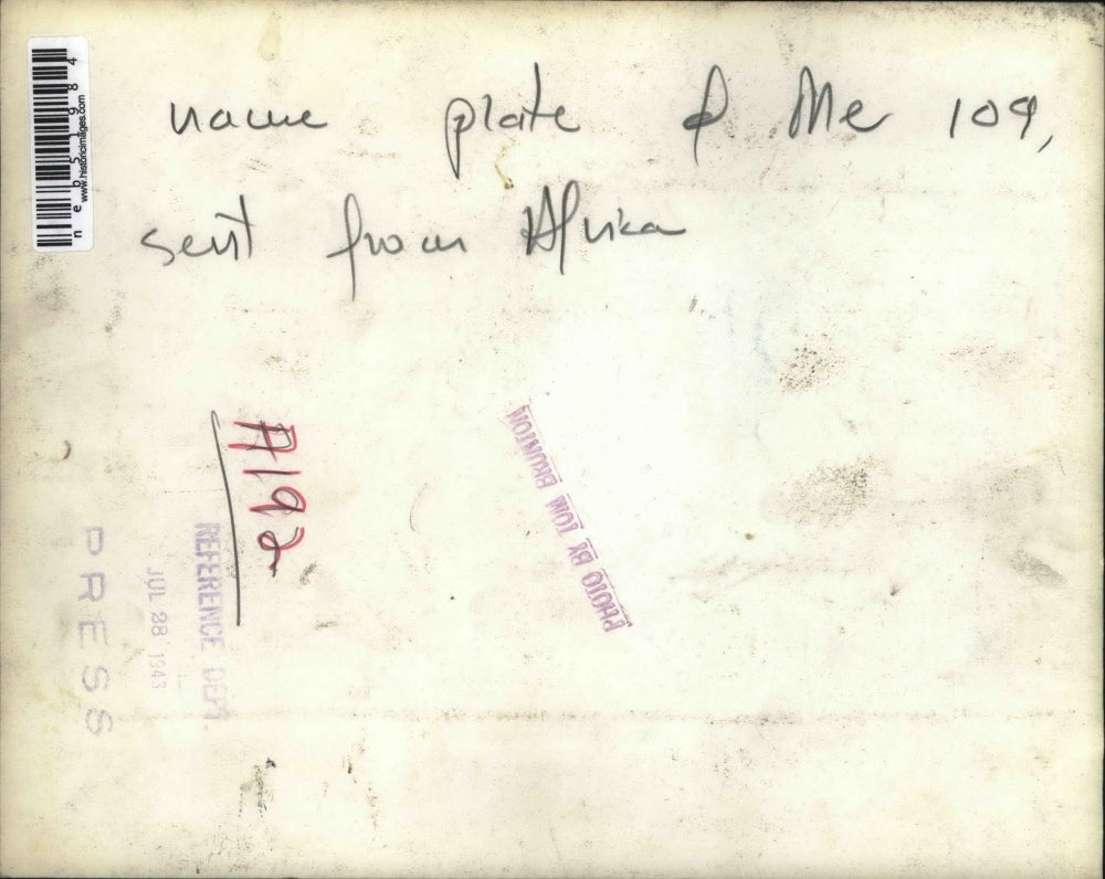 1943 Press Photo Name Plate Sent from Africa - neb51984