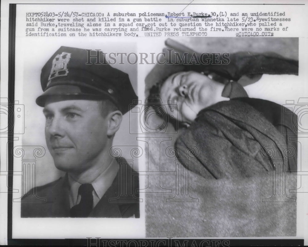 1957 Press Photo Robert E. Burke shot and killed unknown person - neb52610