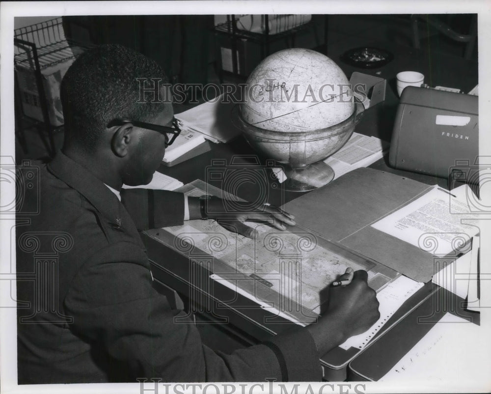 Press Photo Officer With Navigation North American Air Defense Command- Historic Images
