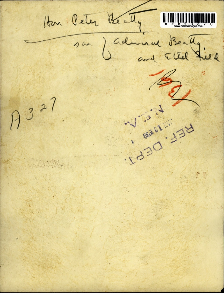 1933 Press Photo Honorable Peter Beatty Son Of Admiral Beatty & Ethel Fill