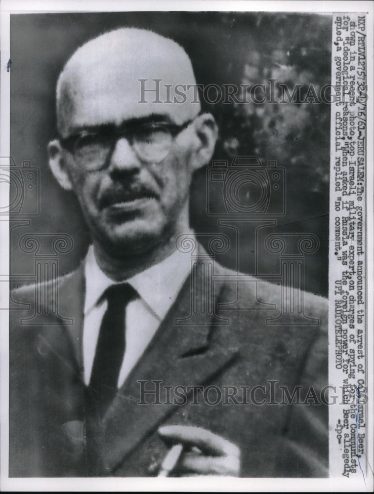 1961 Press Photo Jerusalem, Israeli military expert Col. Israel Beer- Historic Images