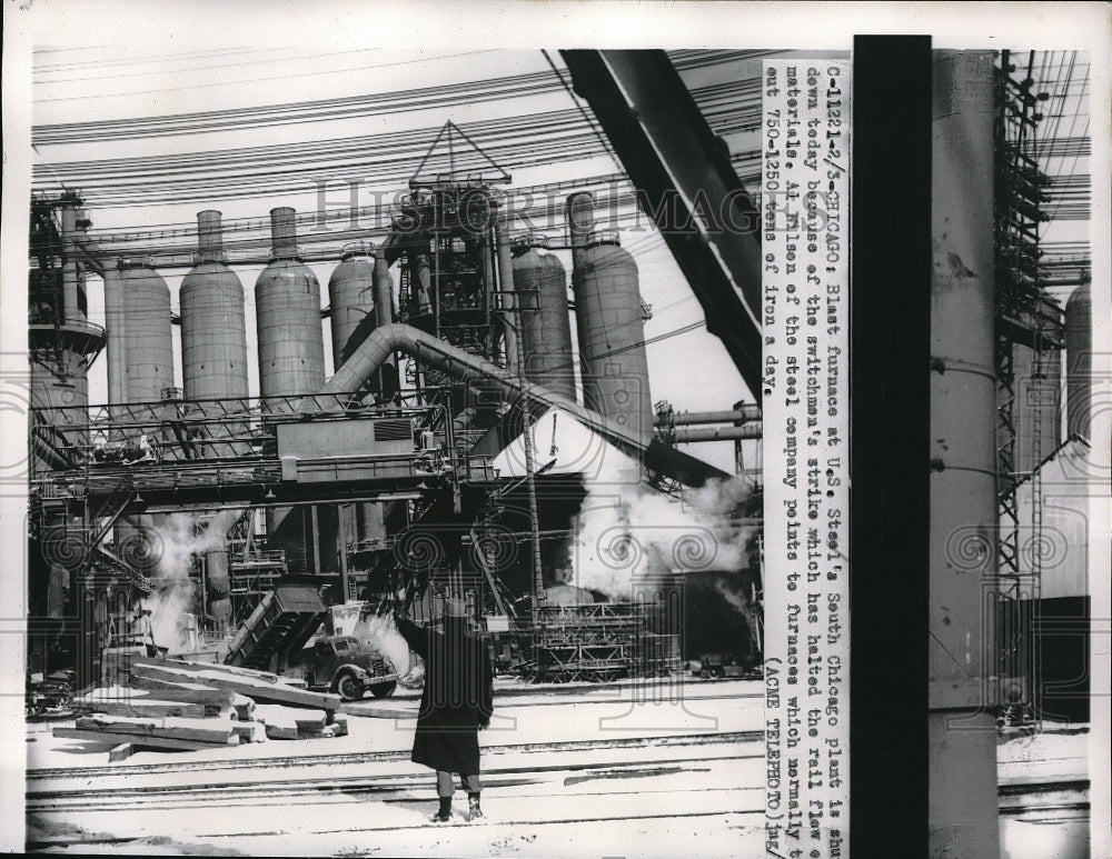 1951 Press Photo Chicago, Ill US Steel Corp plant during RR strike - neb55378