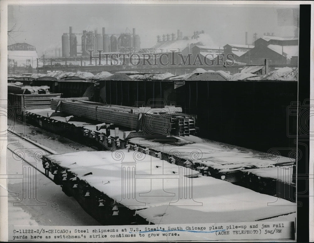 1951 Press Photo Chicago, Ill US Steel Co. south plant during switchmans strike- Historic Images