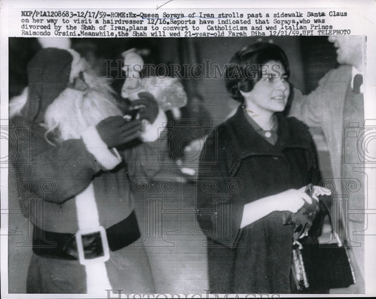 1959 Press Photo Rome, Italy Ex-qwueen Soraya of Iran