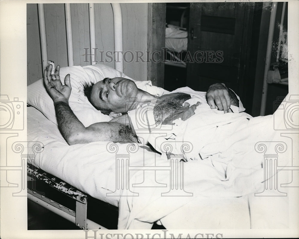 1937 Press Photo William Netros shot thru lung Hospital- Historic Images