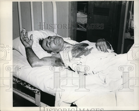 1937 Press Photo William Netros shot thru lung Hospital- Historic Images