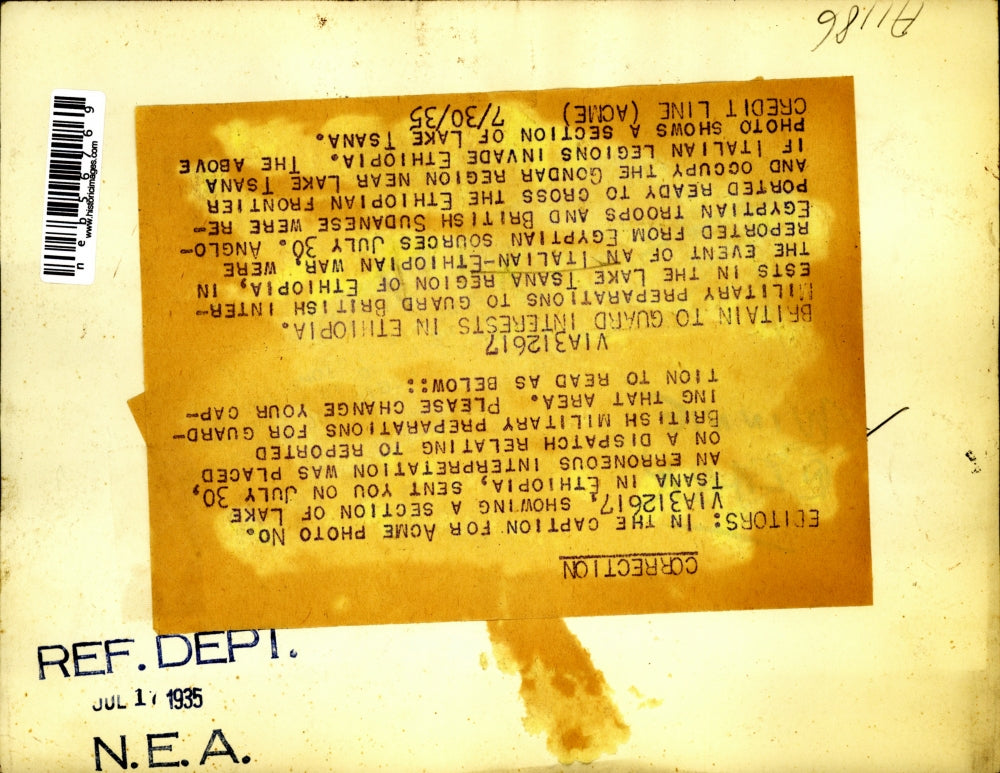 1935 Press Photo British military prep to guard Lake Tsana area of Ethiopia