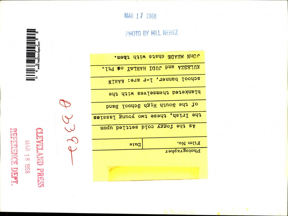 1968 Press Photo South Cleveland HS band for St Patrick's day parade