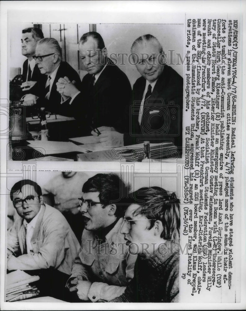 1968 Press Photo German Radical Student with German Press Lord Axel Springer.- Historic Images