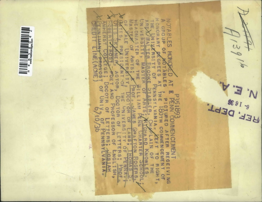 1936 Press Photo Univ of Penn. WB Stabler,R Knowles,JG Rogers,T Gates,O Skinner