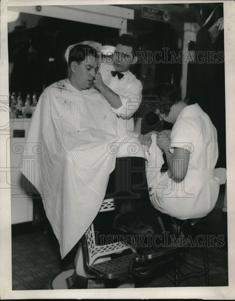 1934 Press Photo Frank Paff Robert Morgan Barber Katherine Black- Historic Images