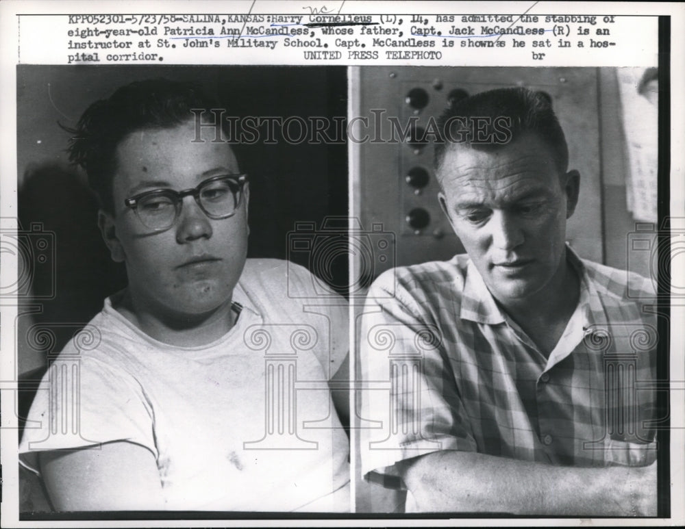 1958 Press Photo Harry Cornelius Jack McCandless Stabbed Child