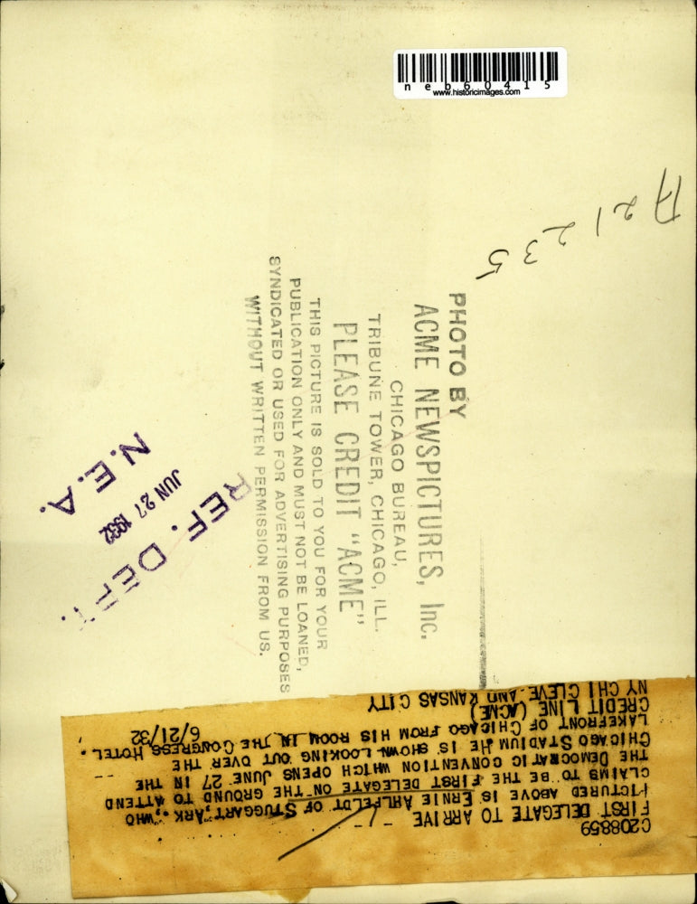 1932 Press Photo Ernie Ahpfeldt First delegate Democratic Convention