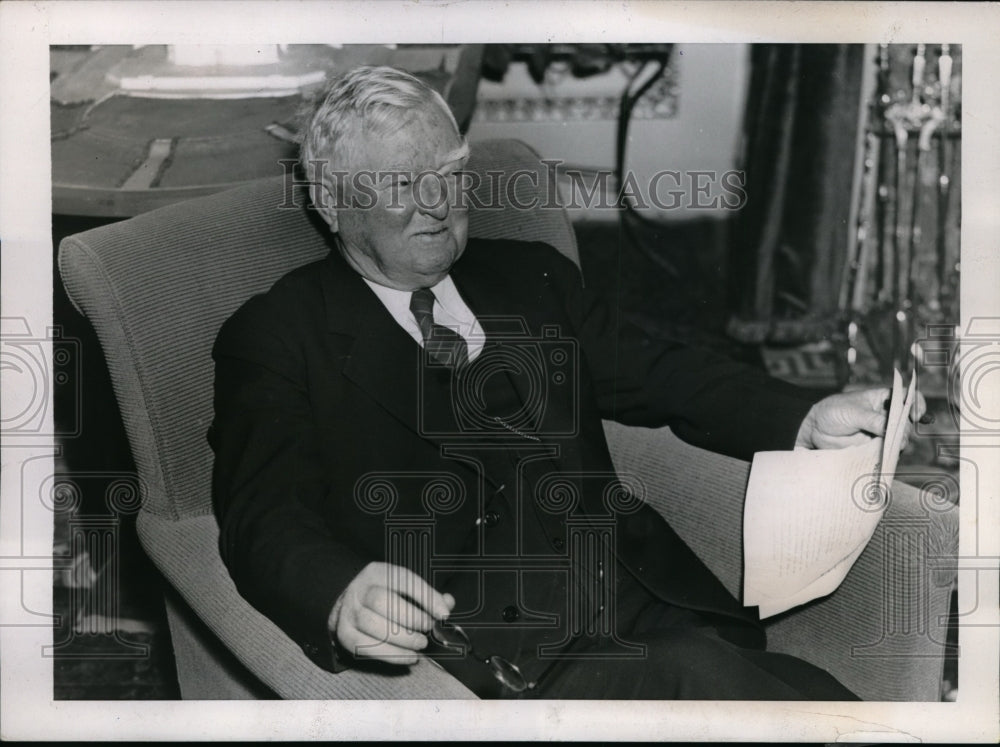 1937 Press Photo Vice President John Nance Garner in Big Swivel Chair