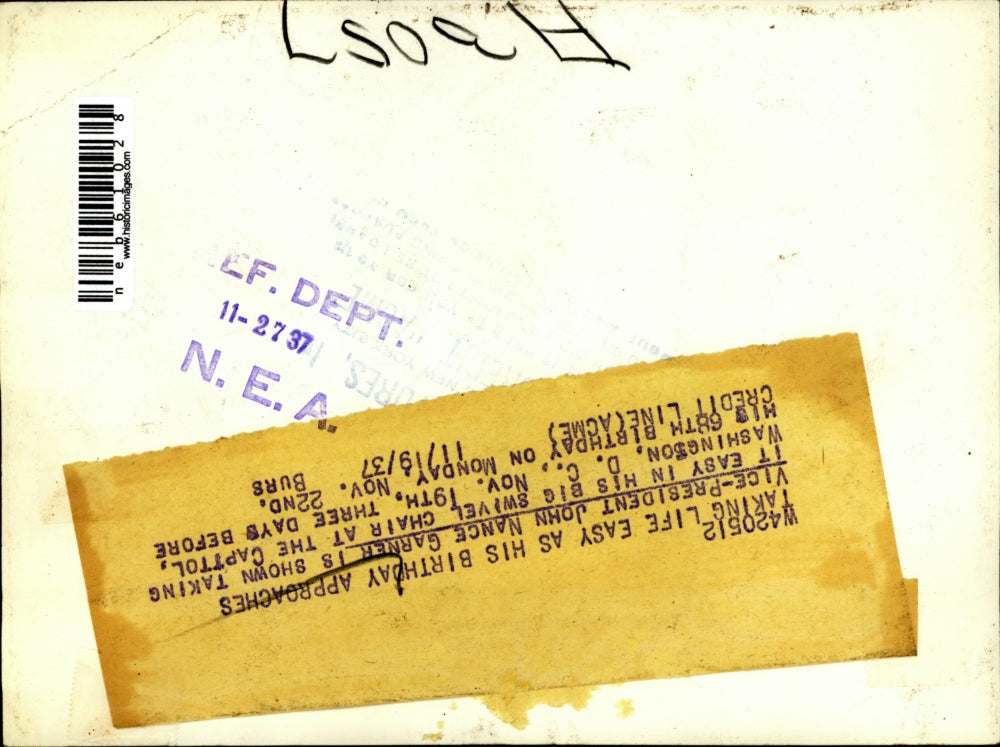 1937 Press Photo Vice President John Nance Garner in Big Swivel Chair