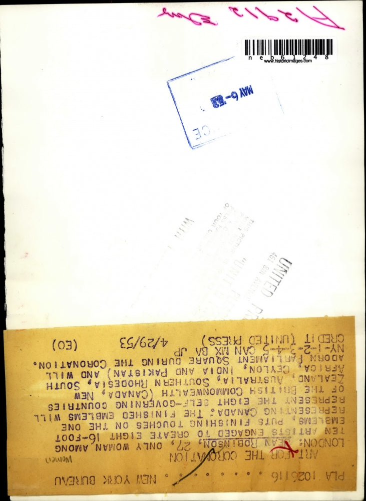 1953 Press Photo Jean Robinson London England Artist Mural