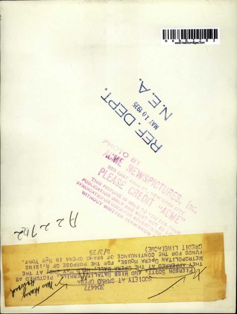 1935 Press Photo Pierson Scott Miss Natalie Merrill Opera Ball Musician