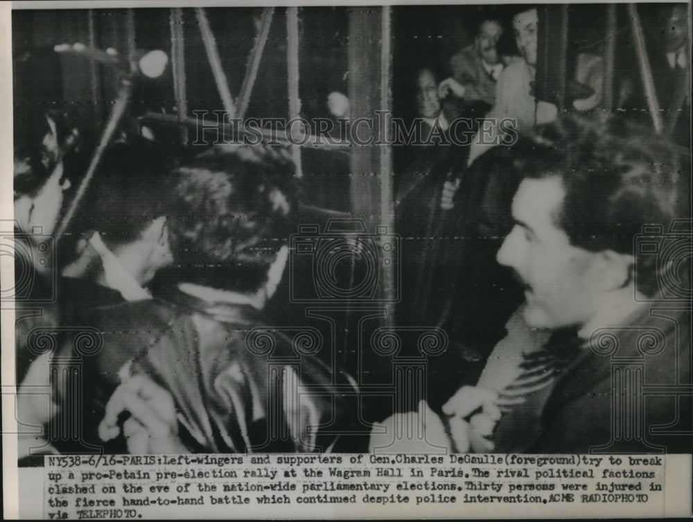 1951 Press Photo Pro-Petain pre-election rally at Wagram Hall in Paris- Historic Images