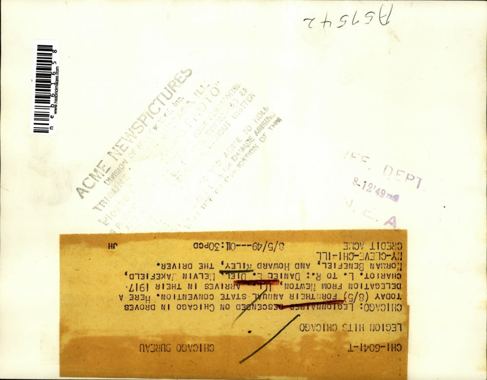 1949 Press Photo Chicago, Ill Legionaires convention.Dan Diel, Mel Wakefied,