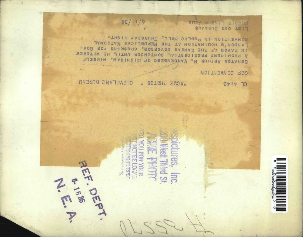 1936 Press Photo Senator Arthur H. Vandenberg of Mich. at GOP Convention