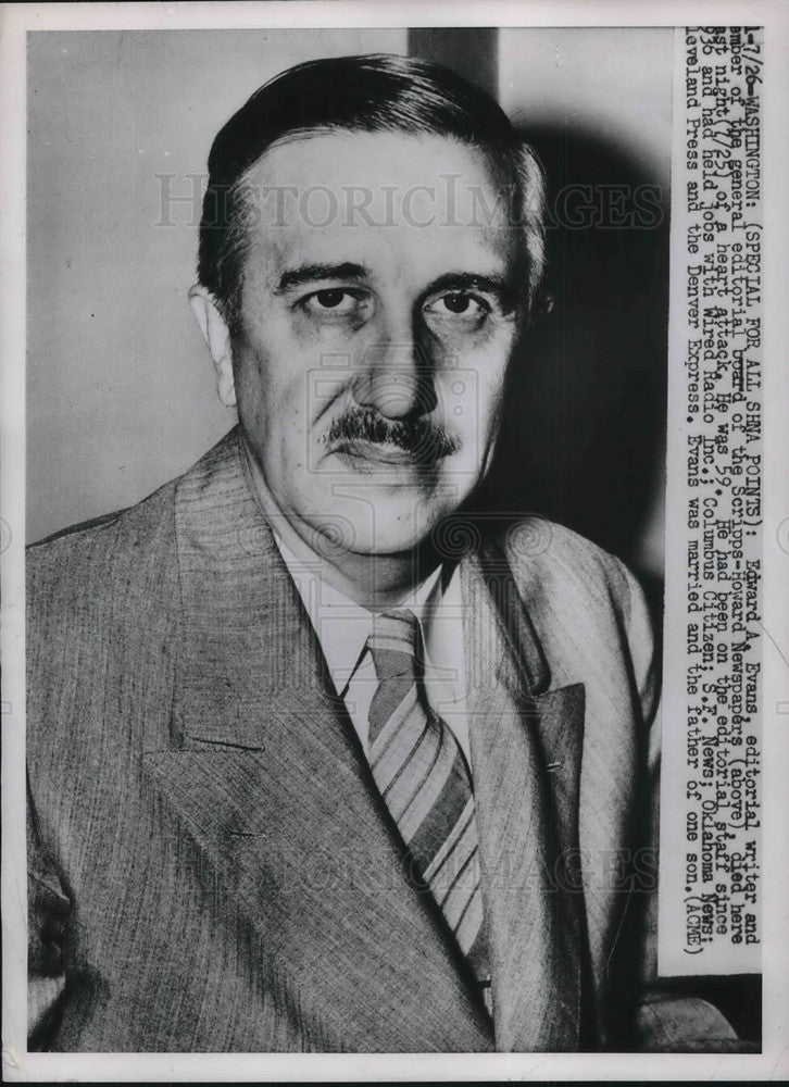 1929 Press Photo Edward A Evans editorial writer Scripps Howard papers