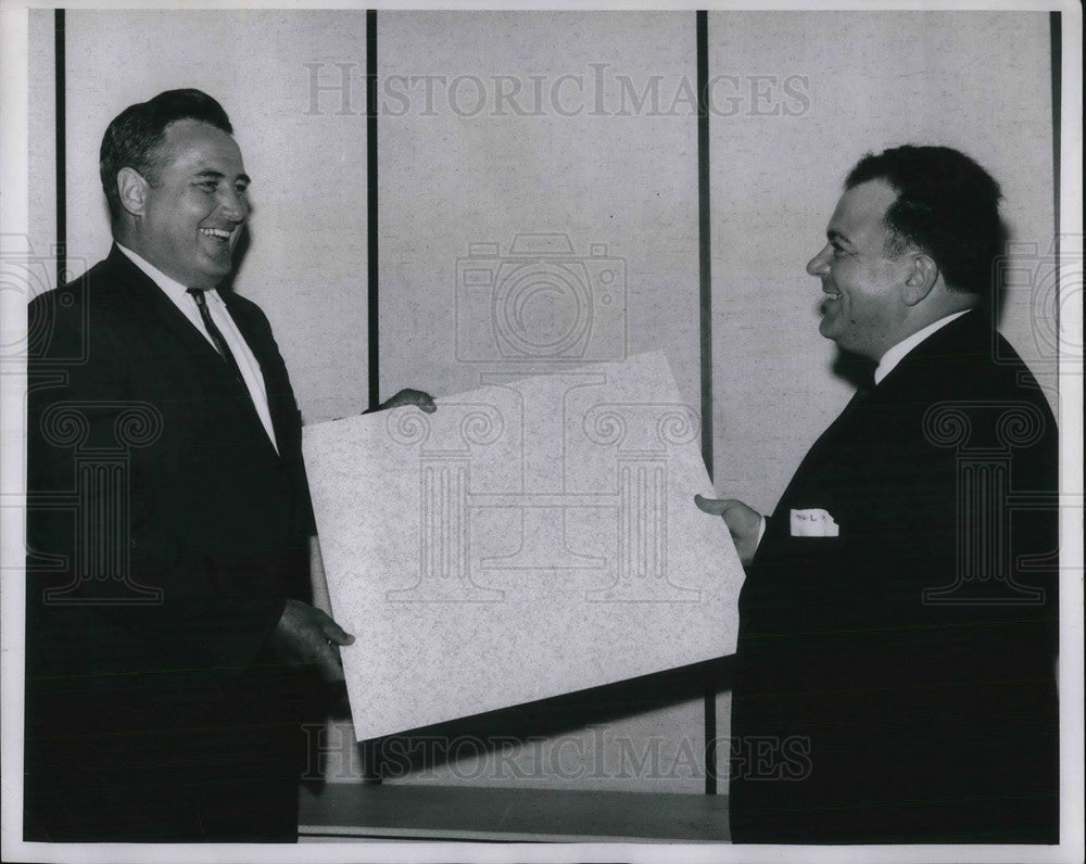 1966 Press Photo Perma Kleen laminated floor tiles & Don Moran, Anthony Landi