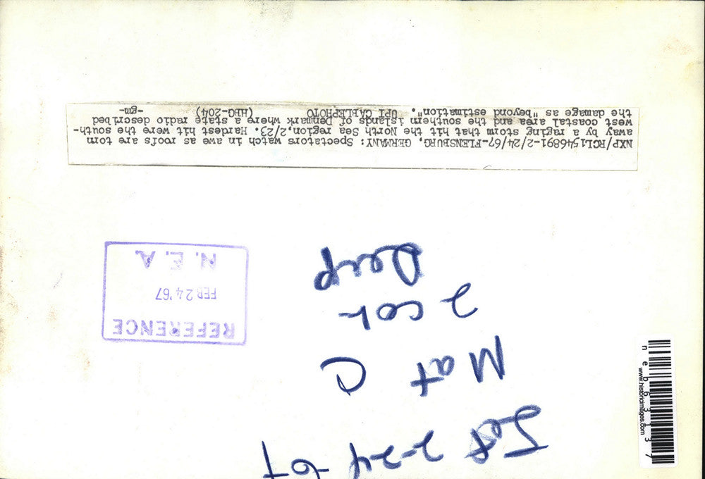 1957 Press Photo Roofs are torn away by a raging storm hit the North Sea Region