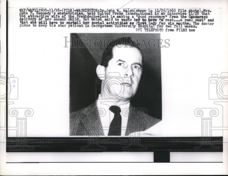 Load image into Gallery viewer, 1960 Press Photo Wash.D.C. Dr John W Walsh, Mrs Kennedy's obstetrician

