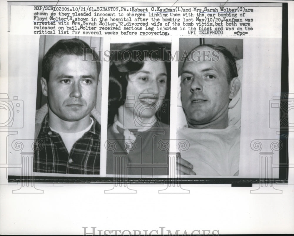 1961 Press Photo Robert Kaufman, Mrs. Sarah Wolter Link to Bombing Floyd Molter