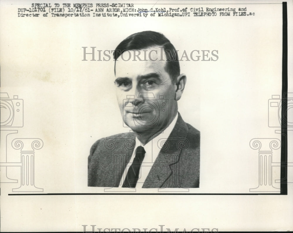 1961 Press Photo John C. Kohl, Professor at University of Michigan- Historic Images