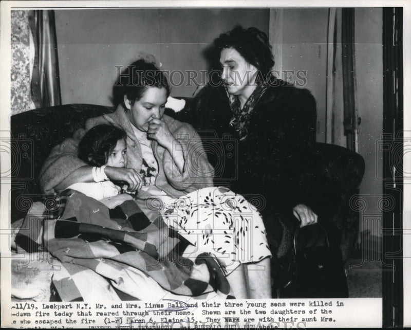 Load image into Gallery viewer, 1956 Press Photo Lockport, NY Mr &amp; Mrs Linus Ball &amp; 3 kids killed in fire,2 live
