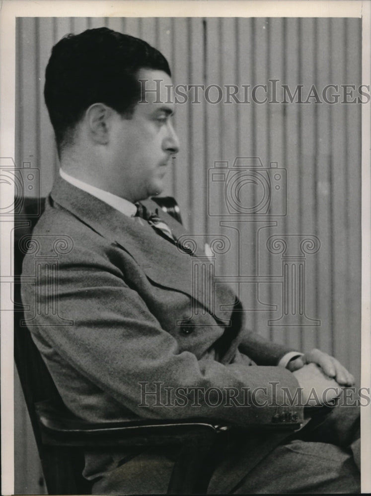 1937 Press Photo Joseph Block, VP of Inland Steel Company, at labor hearing- Historic Images