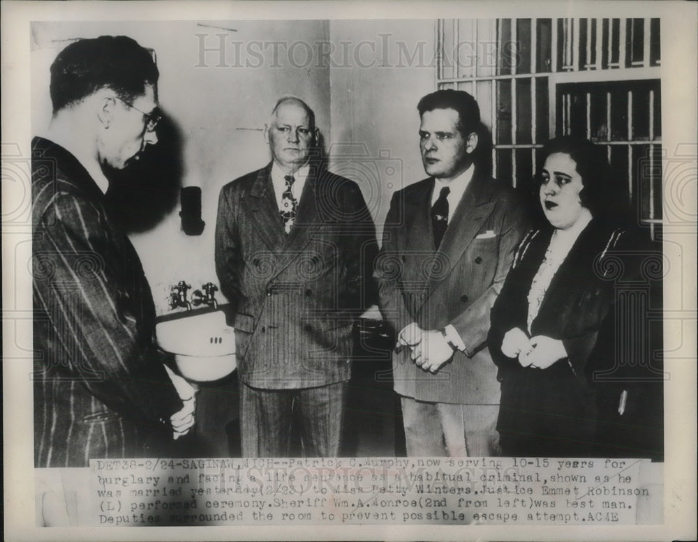 1949 Press Photo Patrick C.Murphy served 10-15 years for burglary got married- Historic Images