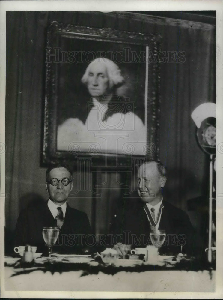 1932 Press Photo Newton Baker &amp; AA Beckett attend Bicentennial luncheon- Historic Images