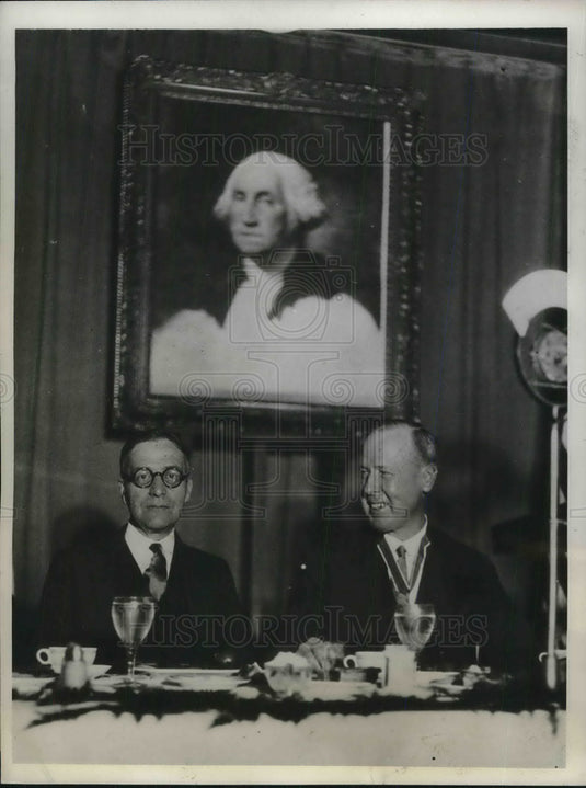1932 Press Photo Newton Baker & AA Beckett attend Bicentennial luncheon- Historic Images