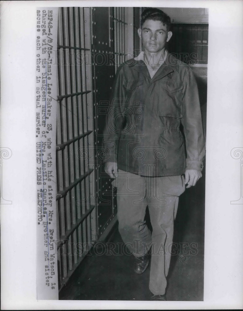 1955 Press Photo Jimmie Lee Baker charged in murder of Lucille Quarles