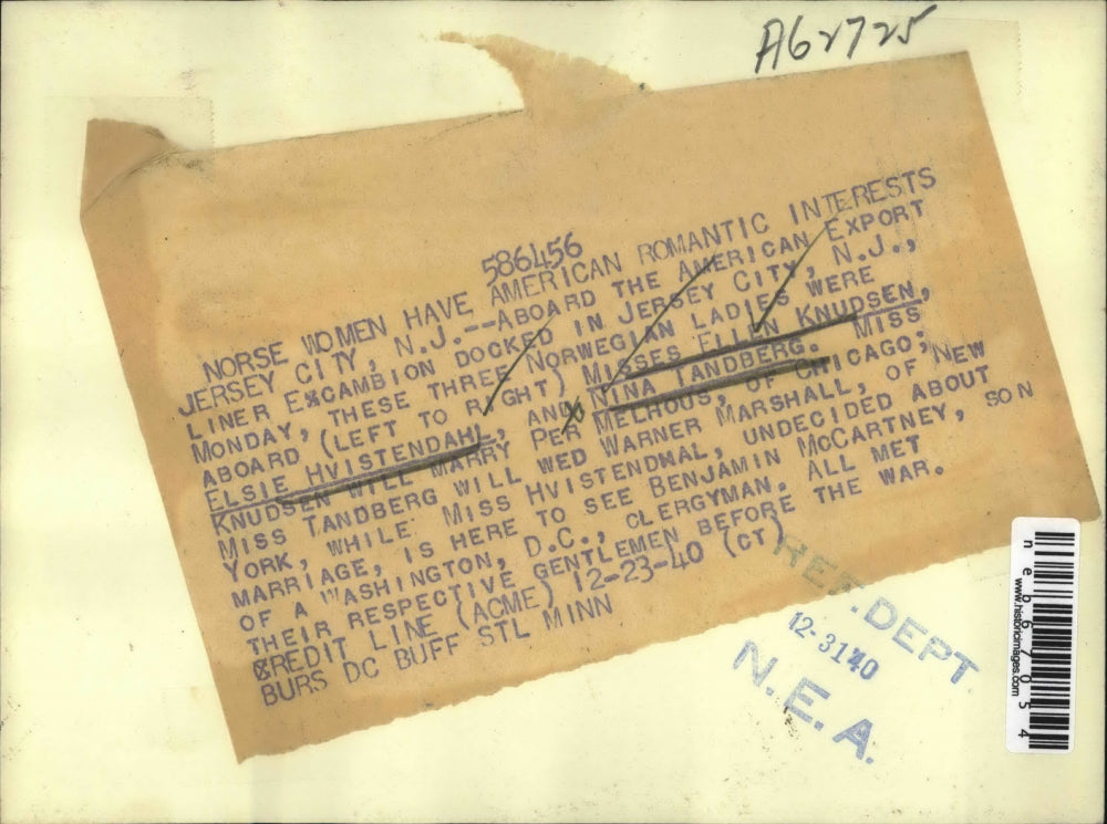 1940 Press Photo Ellem Knudsen, Elsie Hvistendahl, Nina Tandberg war brides