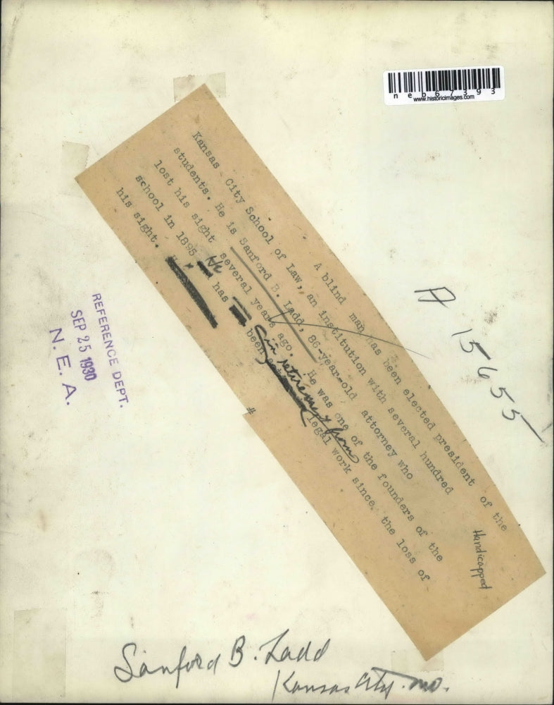 1930 Press Photo Kansas City School of Law president Sanford B Ladd - neb67393