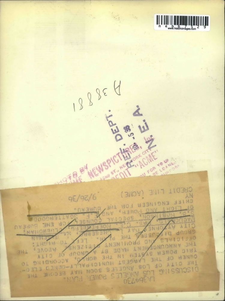 1936 Press Photo Los Angeles City officials announces purchase of power system