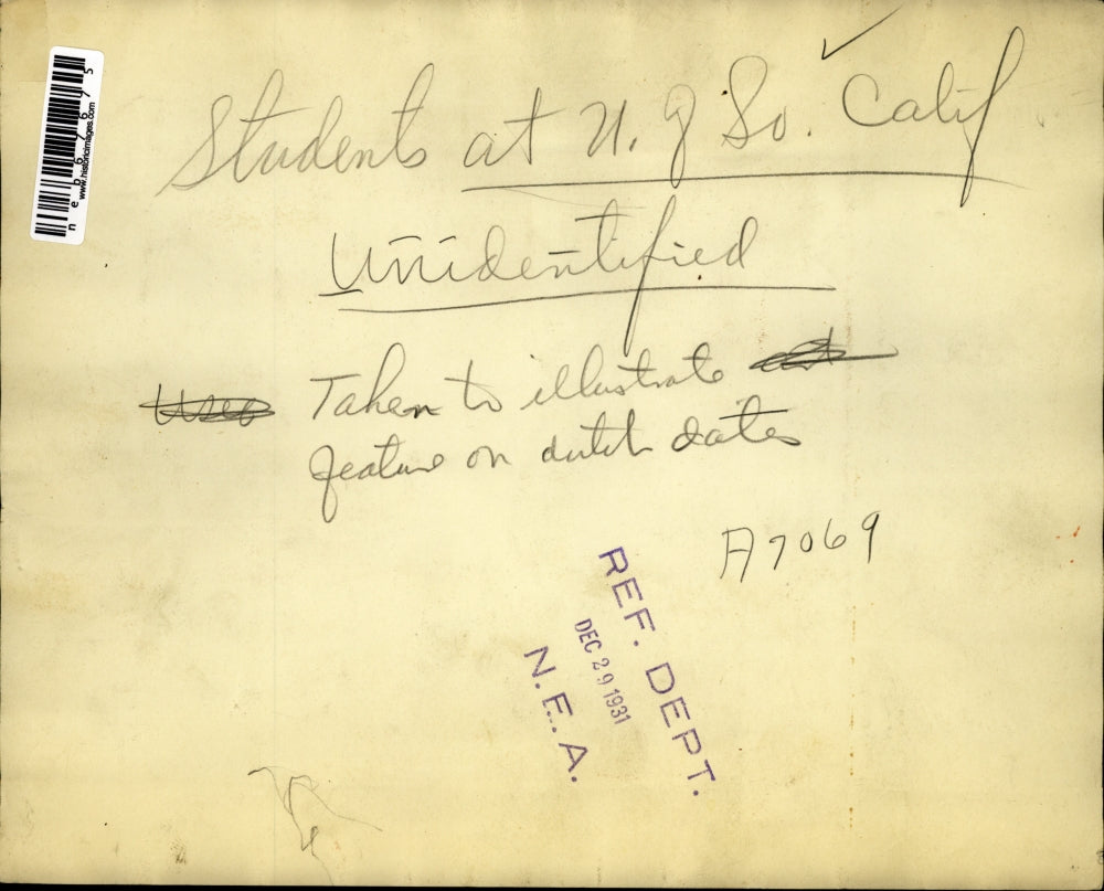 1931 Press Photo University of Southern California students on a dutch date