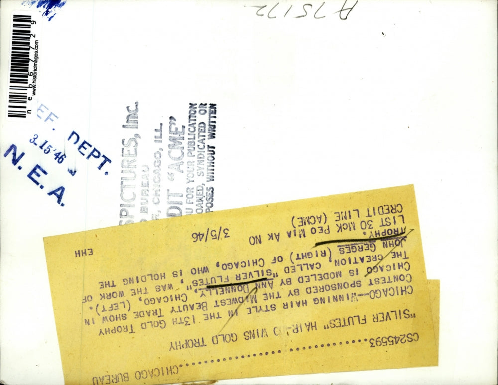 1946 Press Photo Ann Donnelly of Chicago models winning hair style - neb67729