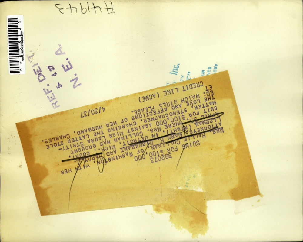 1937 Press Photo Mrs Hallie Cullinan, atty sMark Birnkrant, Harry Lippman in MI