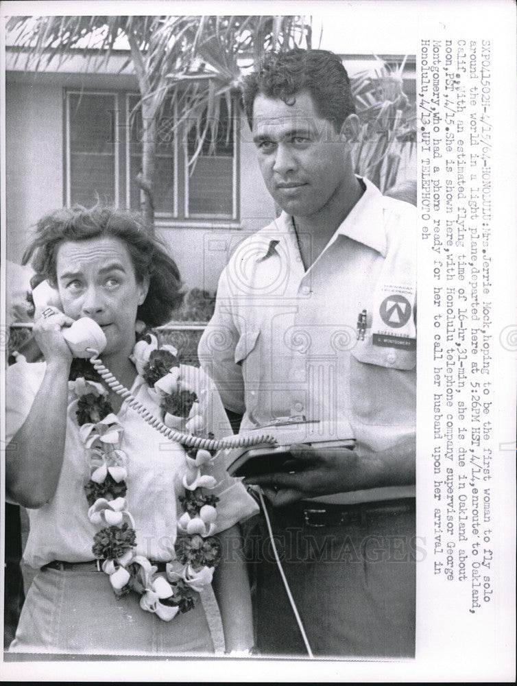 1964 Press Photo Mrs.Jerrie Mock, first women to fly solo around the world