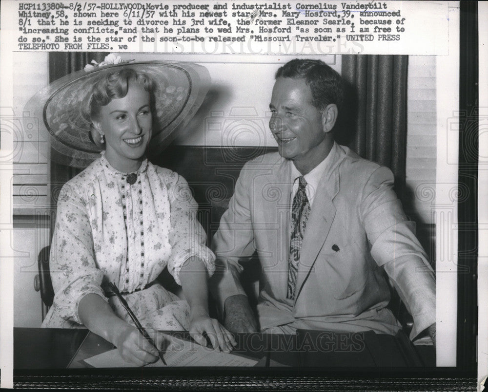 1957 Press Photo Movie producer & industrialist Cornelius Vanderbuilt Whitney